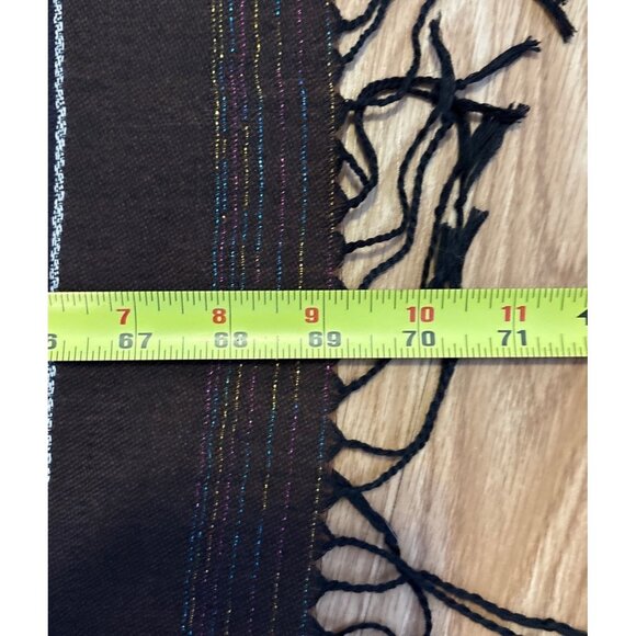 Pashmina Paisley Scarf Silk Pashmina Multicolor Scarf Fringe Sparkle 27x69" - Picture 7 of 9